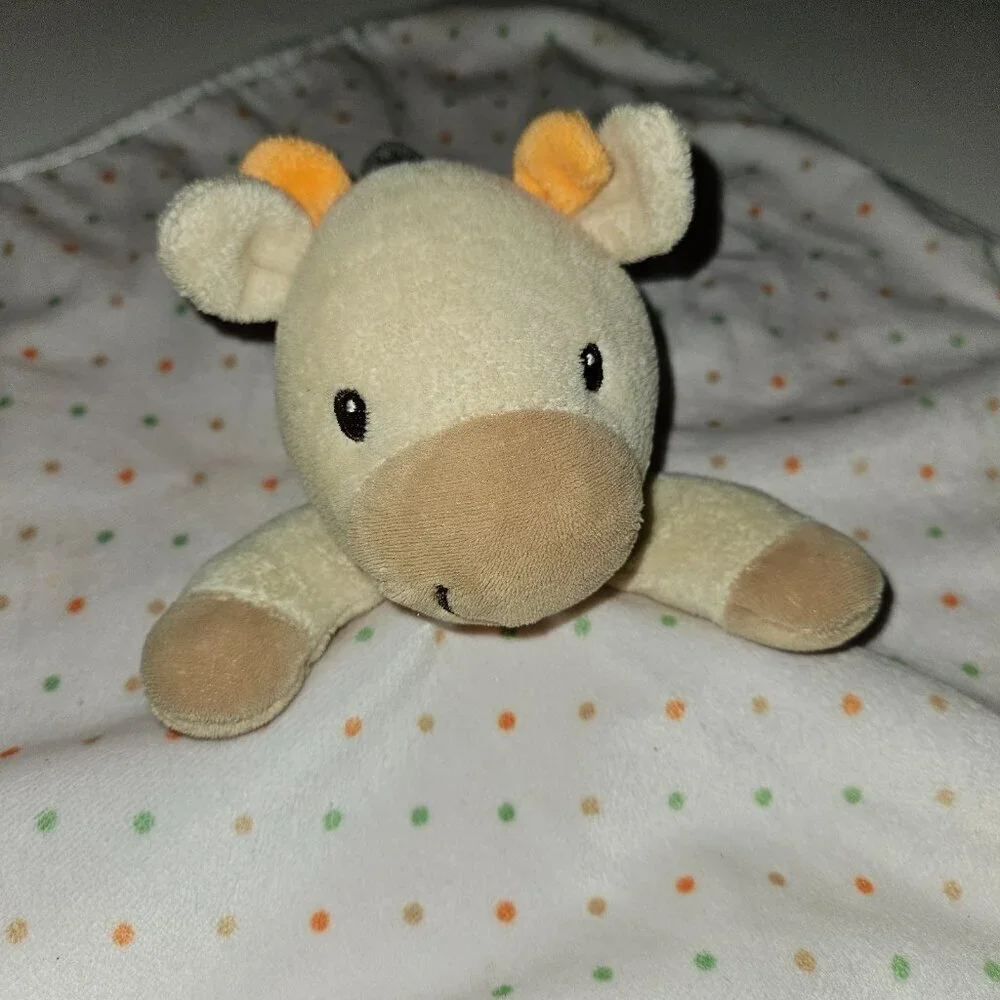 Little Me Giraffe Lovey Plush Baby Toy Orange Green Tan Polka Dots 2016